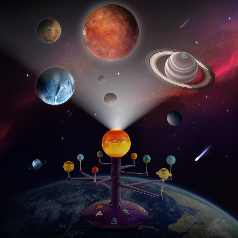 太阳系八大行星旋转儿童宇宙模型 科学罐头科学实验