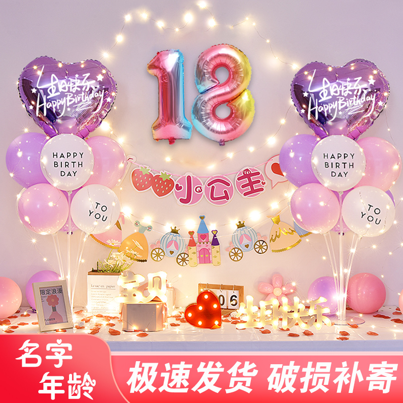 女孩十八周岁生日派对惊喜场景布置18岁成人礼男孩气球背景墙装饰 - 图0