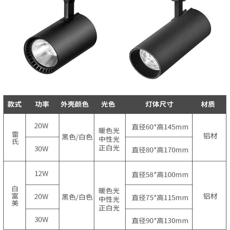 led轨道灯服装店铺商用家具家居展厅直播间导轨式cob聚光天花射灯,淘宝优惠券,粉丝福利购,淘宝优惠卷