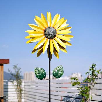 Sunflower iron windmill ສວນ courtyard ຕົບ​ແຕ່ງ​ພືດ​ຫມູນ​ວຽນ rotating ໄມ້​ປະ​ດັບ​ການ​ເຮັດ​ສວນ villa terrace ນອກ​ຮູບ​ແບບ​ລະ​ບຽງ