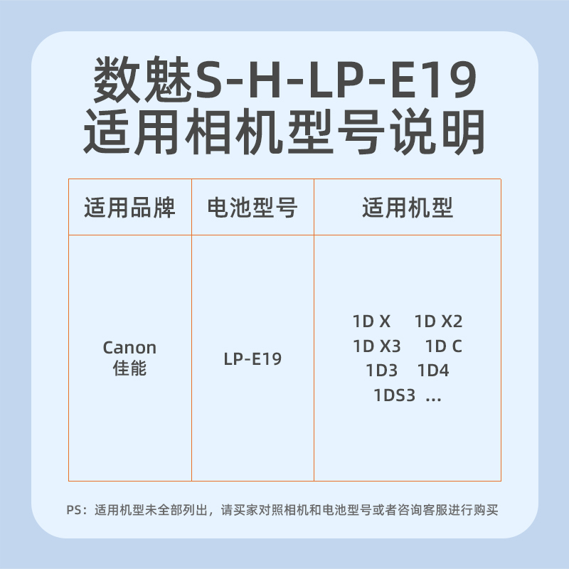 数魅征途系LP-E19电池佳能EOS 1DX3 1DX2 1DX 1D4 R3 1DS3 1D3 LP-E4N 1D2 1DS4 1DC 专业单反相机大容量电板 - 图3