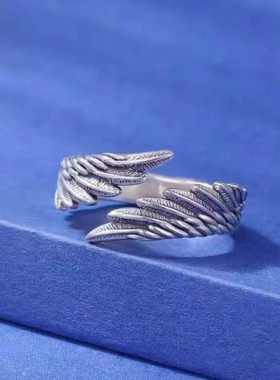 天使之翼925银情侣戒指尾戒对戒ins小众设计生日礼物女友冷淡风