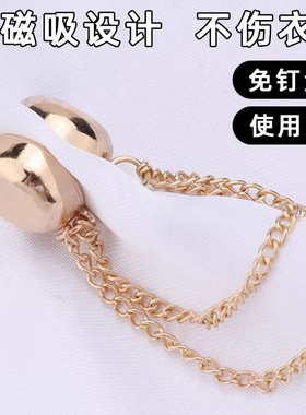 欧美夸张磁吸胸针金属链条朋克风磁性别针机车夹克配饰潮牌
