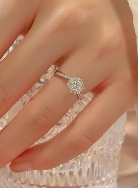 莫桑石一克拉钻戒情侣对戒一对求结婚仿真钻石戒指婚戒送女友