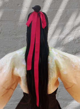 古风发带汉服飘带红色绑发带马面裙头饰头绳儿童发饰古装腰带百搭