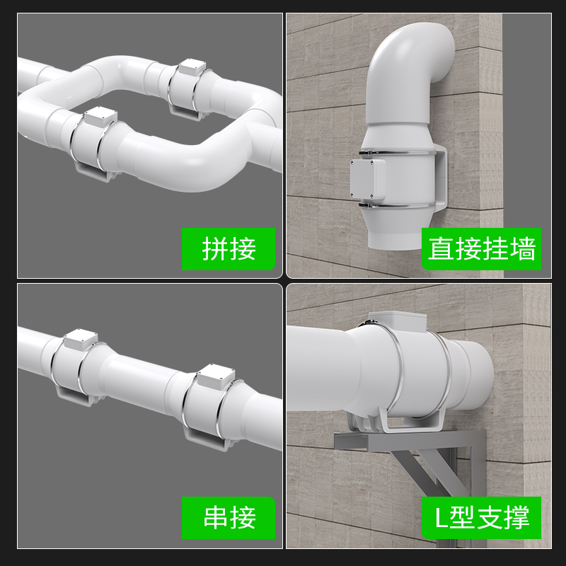 管道风机强力静音换气扇卫生间工业管道抽风机斜流增压厨房排风扇-图2