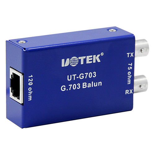 宇泰(UOTEK)无源平衡转不平衡转换器 75ohm转120ohm双绞线信号转换BNC转RJ45监控系统模块UT-G703 - 图1