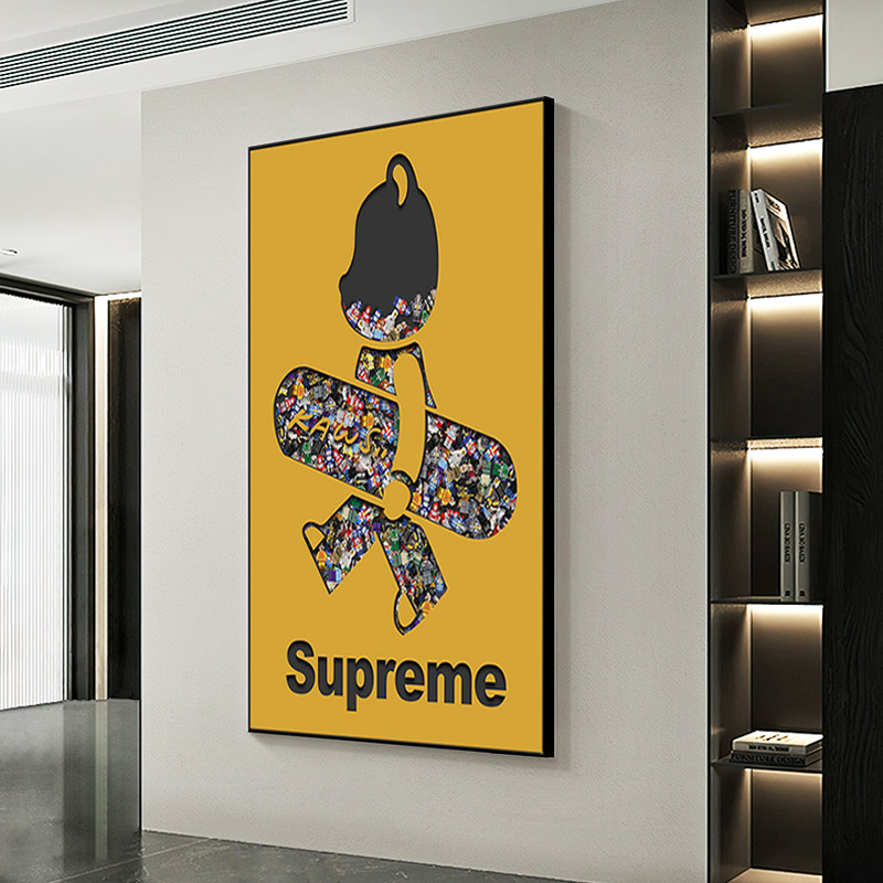 kaws暴力熊入户玄关装饰画现代简约走廊过道挂画潮牌创意积木壁画 - 图3