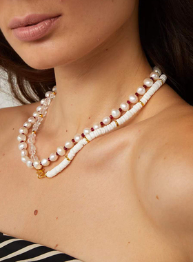 loopsshop女链黑红双色珍珠项链