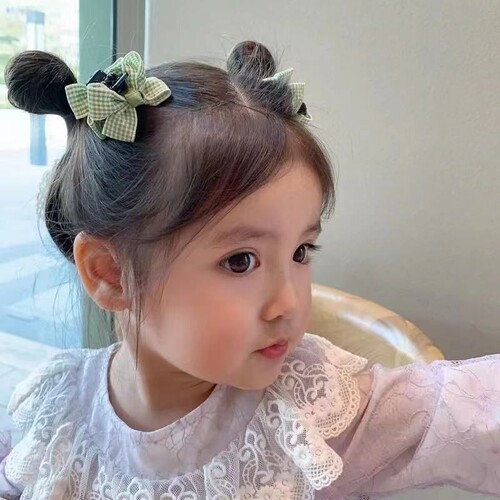 韩国蝴蝶结迷你小抓夹女童格子百搭发饰可爱百搭碎发发夹女孩发饰 - 图0