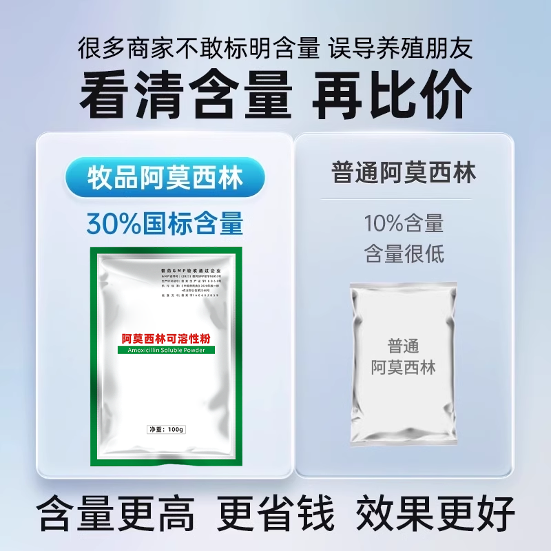 国标阿莫西林可溶性粉兽用药猪药蛋鸡鸭鹅禽鱼虾抗菌消炎水产养殖,淘宝优惠券,粉丝福利购,淘宝优惠卷