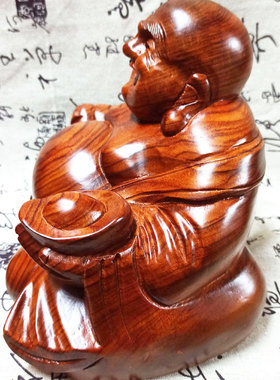花梨木弥勒佛笑佛家居装饰摆件