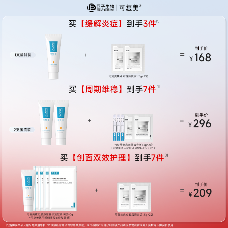 可复美重组胶原蛋白修复敷料R型40g乳液敏感肌创面愈合巨子生物