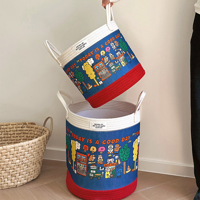 Cartoon style hand-sewn clothes toy storage bucket