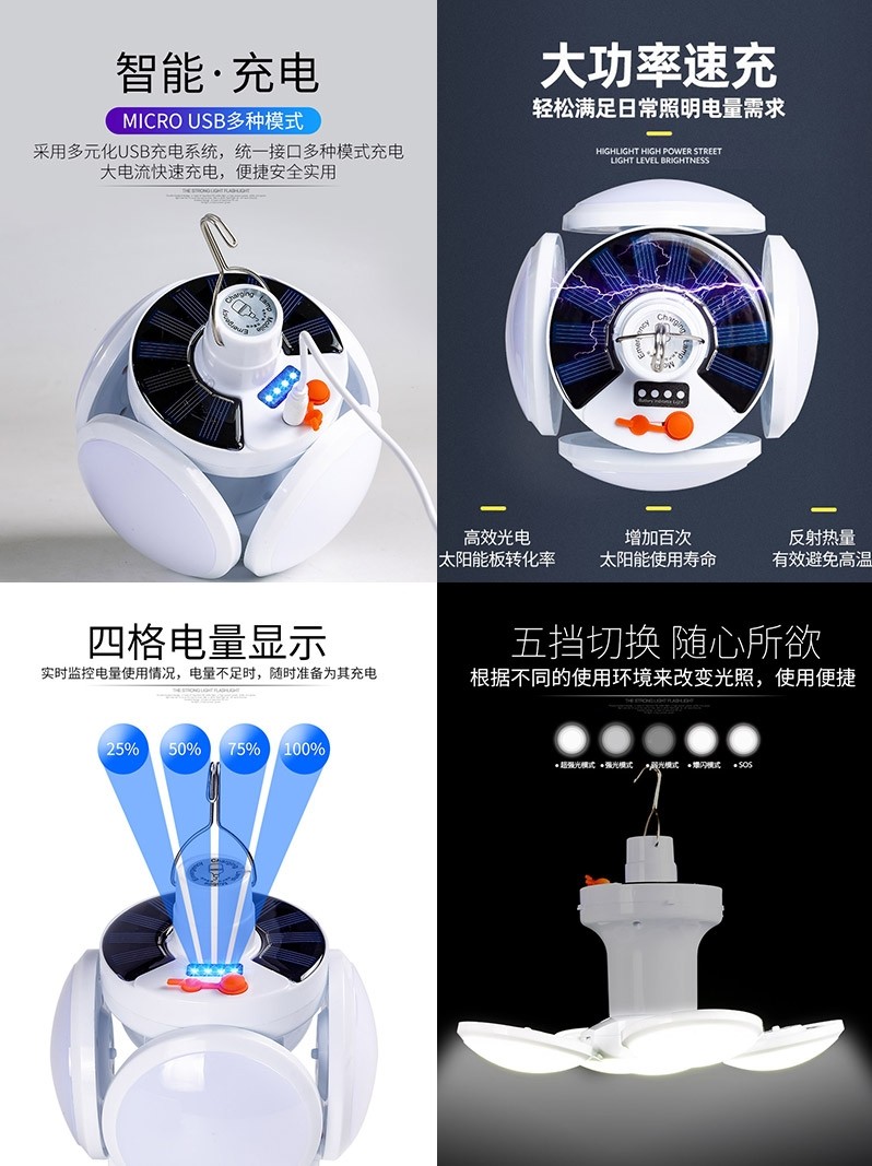 户外露营灯太阳能家用足球灯帐篷灯 娶宝应急灯