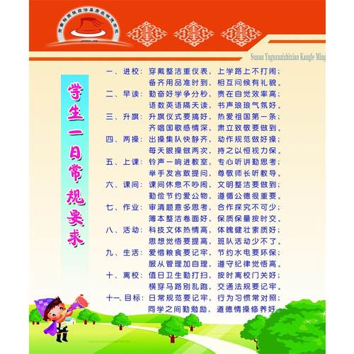 学生在校一日常规海报展板某某中小学生一日常规小学生一日常规 - 图2