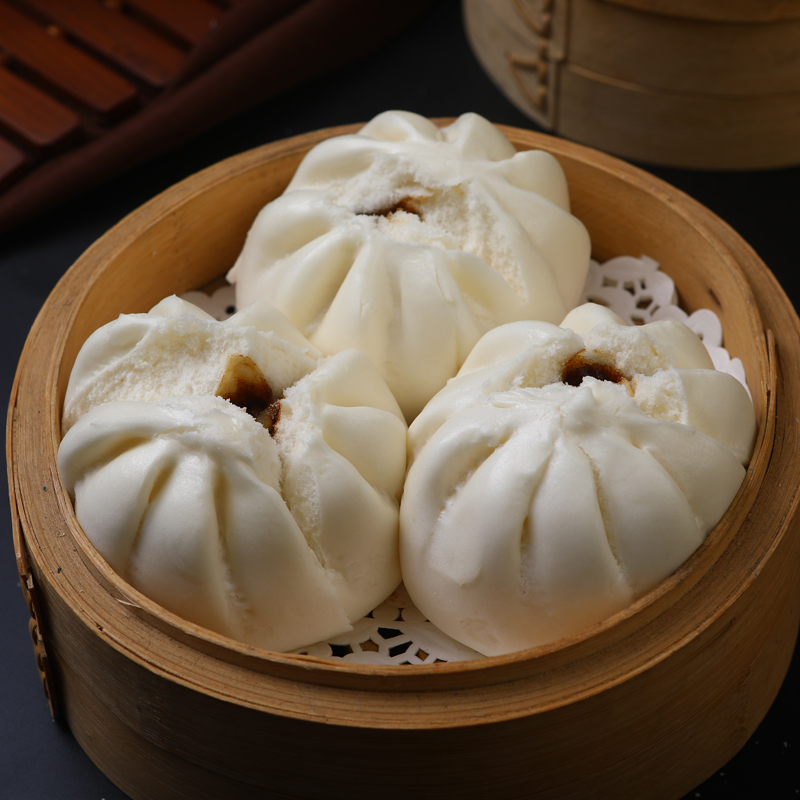 广式早餐笑口叉烧包开口叉冷冻速食面点面食半成品早茶点心360g - 图0