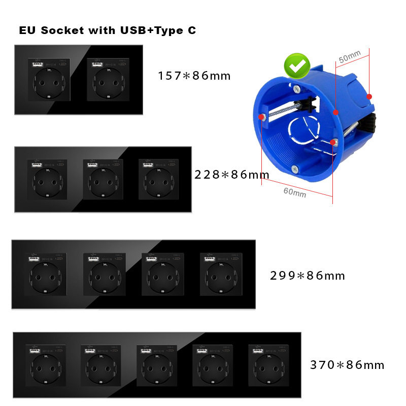 欧规墙壁德标德式电源插座带USB插座type-c充电面板外贸,淘宝优惠券,粉丝福利购,淘宝优惠卷