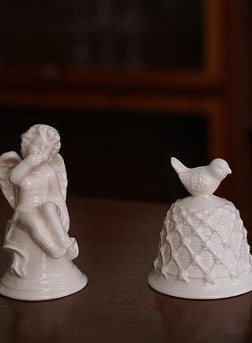 出口欧洲覆古宫殿风陶瓷餐桌铃铛摆件 浮雕花卉鸟造型家居装饰品