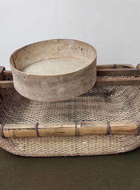 民俗老物件面筛簸箩摆件复古怀旧老式旧农具簸箕装饰品影视道具