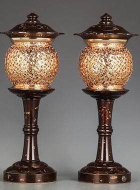 琉璃佛具套装供财神关公家用全套敬神佛前香炉供水杯供盘供佛灯