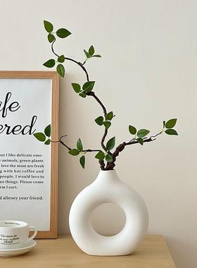 高级感小众彷真绿色植物桌面摆件彷真花花瓶客厅插花轻奢电视柜装