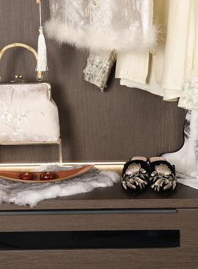 样板房衣帽间新中式软装饰品化妆台托 托盘套装衣服鞋子收纳箱摆