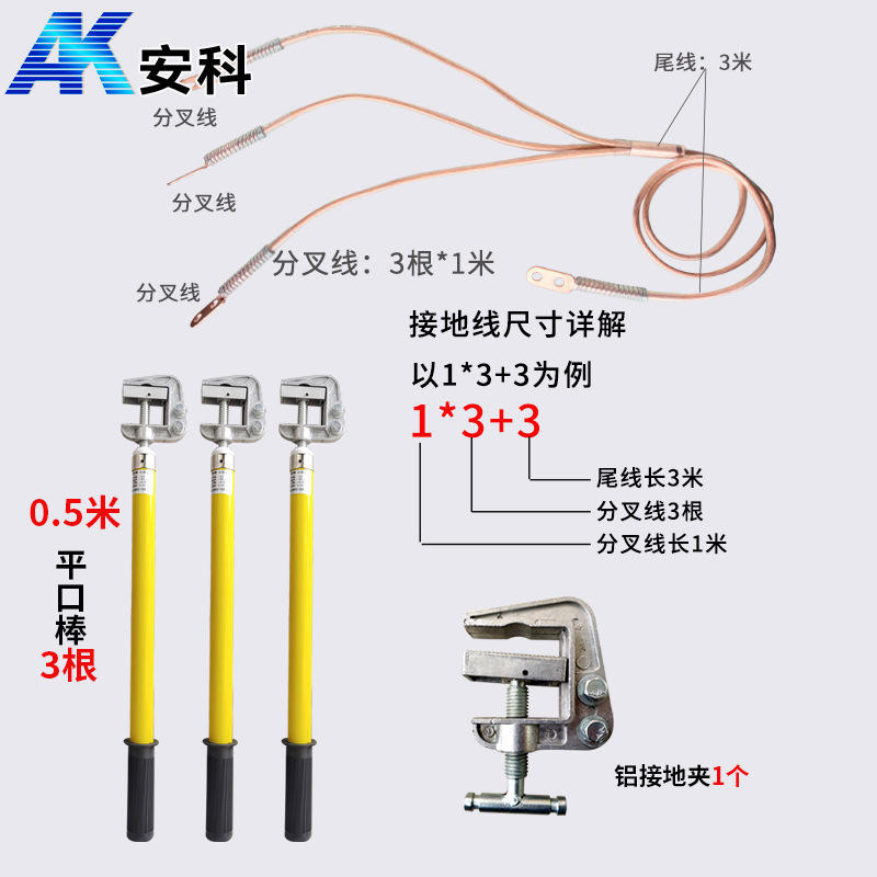 高压接地线10kv携带短路接地线接地棒配电房电站接地线夹子 - 图2