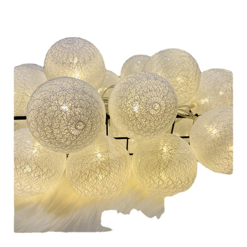 跨境新款棉线球装饰灯串婚礼求婚生日店铺房间布置装饰LED彩灯串 - 图3