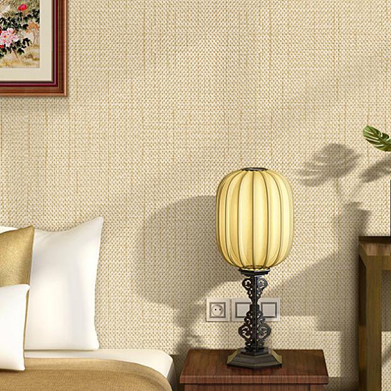 Project old house renovation hemp pattern wallpaper avocado green Nordic fashion simple pure light gray beige dot wallpaper
