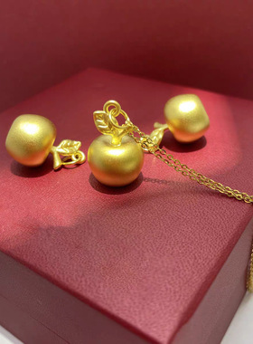 越南沙金平安果吊坠圣诞小金苹果挂坠项链送女友节日礼物久不掉色