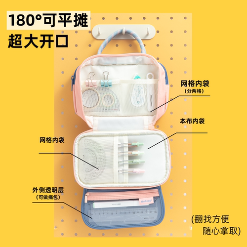 晨光MoBaggi超大容量笔袋收纳超人学生实用简约便携多隔层收纳包时尚多功能文具盒巨能装手提文具袋方便携带 - 图3
