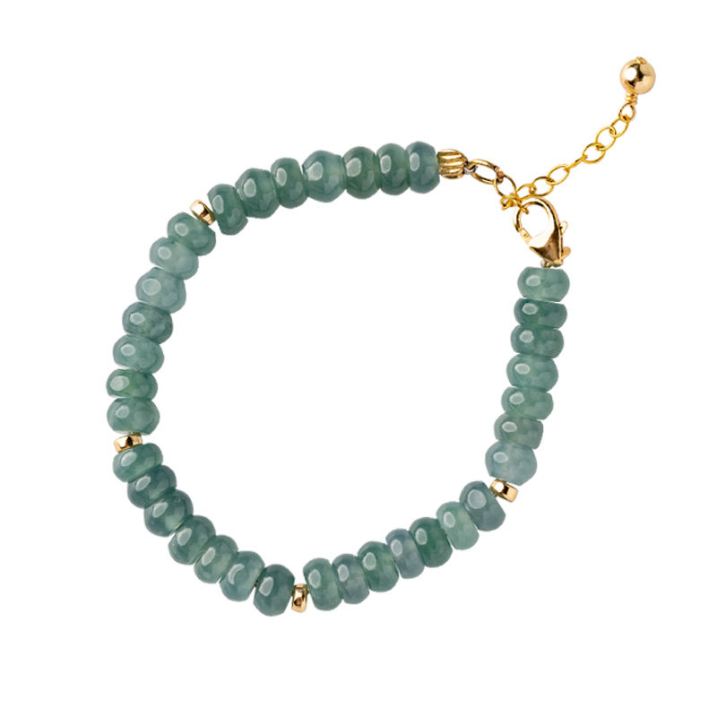 秀气冰凉冰种蓝水天然翡翠女夏手链 国禄手链