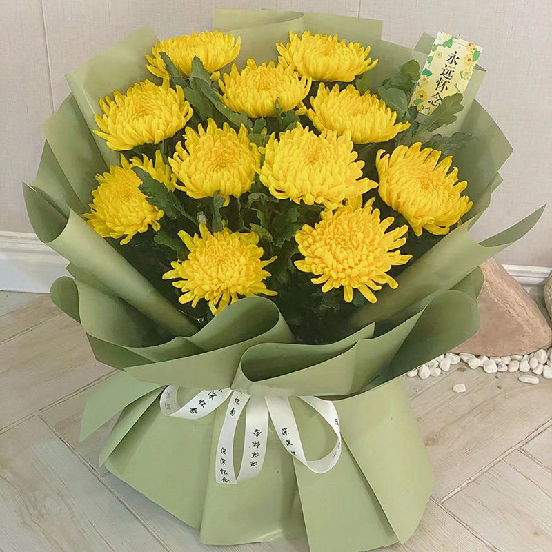 清明节黄白菊花束扫墓祭奠上坟追悼祭祀鲜花速递全国同城配送花店