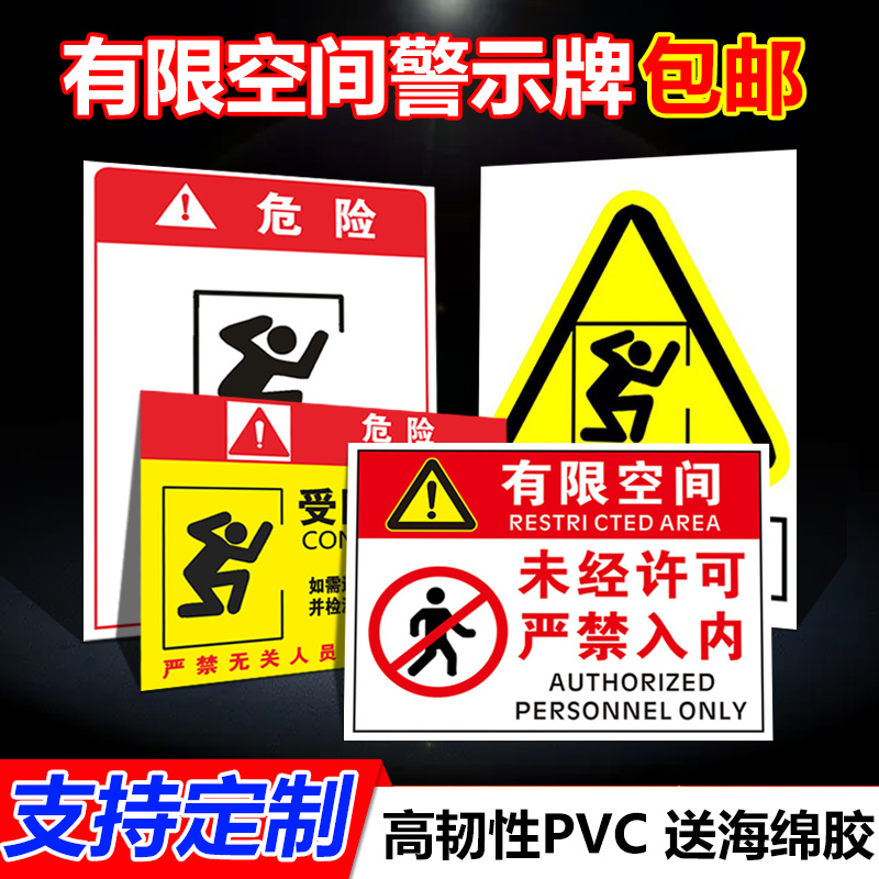 有限空间安全告知提示标识电梯井道化粪池受限制空间危险作业进入许可未经许可严禁无关人员入内警示标志牌-图0