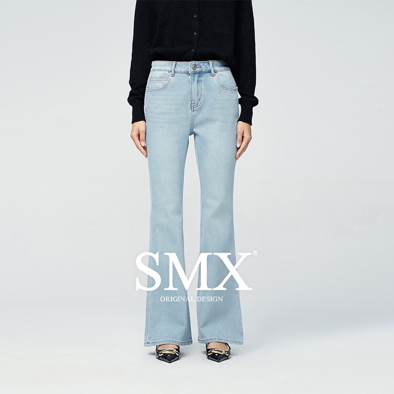 SMX 9393 微喇牛仔裤2024新款喇叭裤女高腰显瘦宽松拖地裤 - 图1