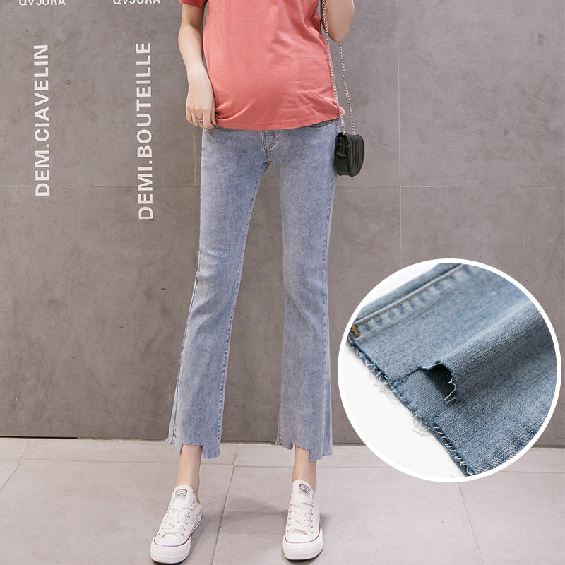 胎教孕妇外穿潮妈直筒裤牛仔裤子 金砖郎孕妇直筒裤