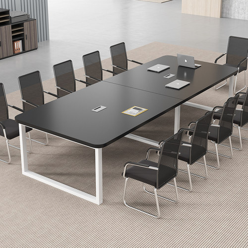 会议桌长桌现代简约会议室长条办公桌洽谈会客桌椅组合长方形桌子 - 图3