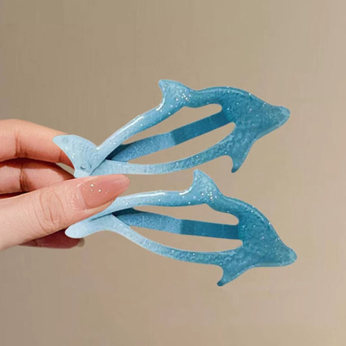 多巴胺蓝色海豚发夹边夹侧边甜美bb夹碎发刘海夹发卡2025新款发饰 - 图3