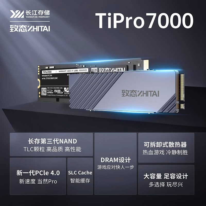 致态钛Ti600长江存储1T2T笔记本固态硬盘M.2 PCIe 4.0 tiplus7100 - 图0