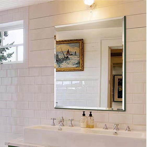 防爆浴室镜子免打孔厕所梳妆台玻璃镜洗漱卫浴半身镜卫生间贴墙镜 - 图0