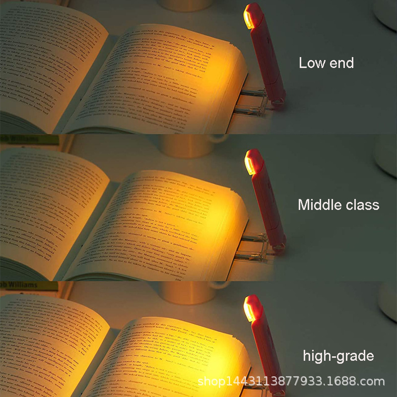 亚马逊书灯USB充电阅读灯床边可夹式暖光白光可调节便携式书签灯 - 图1