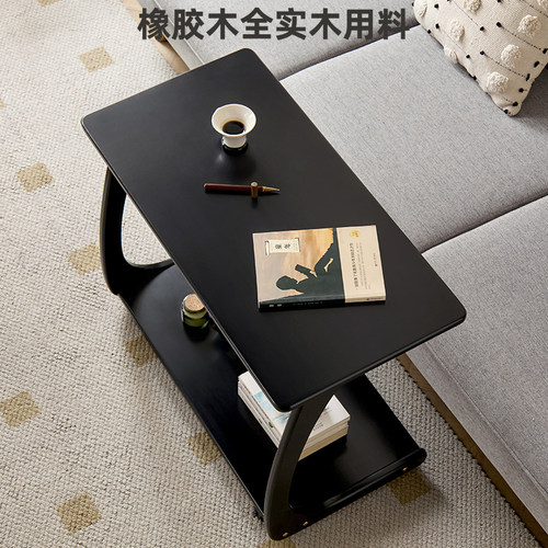 实木沙发边几柜可移动床头小桌子带轮迷你茶几书桌方角几客厅茶台 - 图0