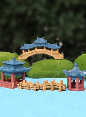 中式古建树脂亭台阁楼微景观摆件