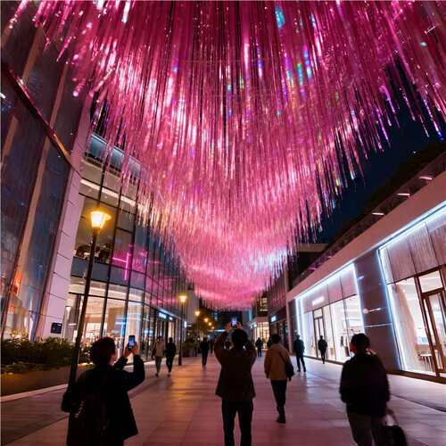 春季夏季网红打卡雨丝帘天幕景区商场古镇商业街道步行街活动布置 - 图1