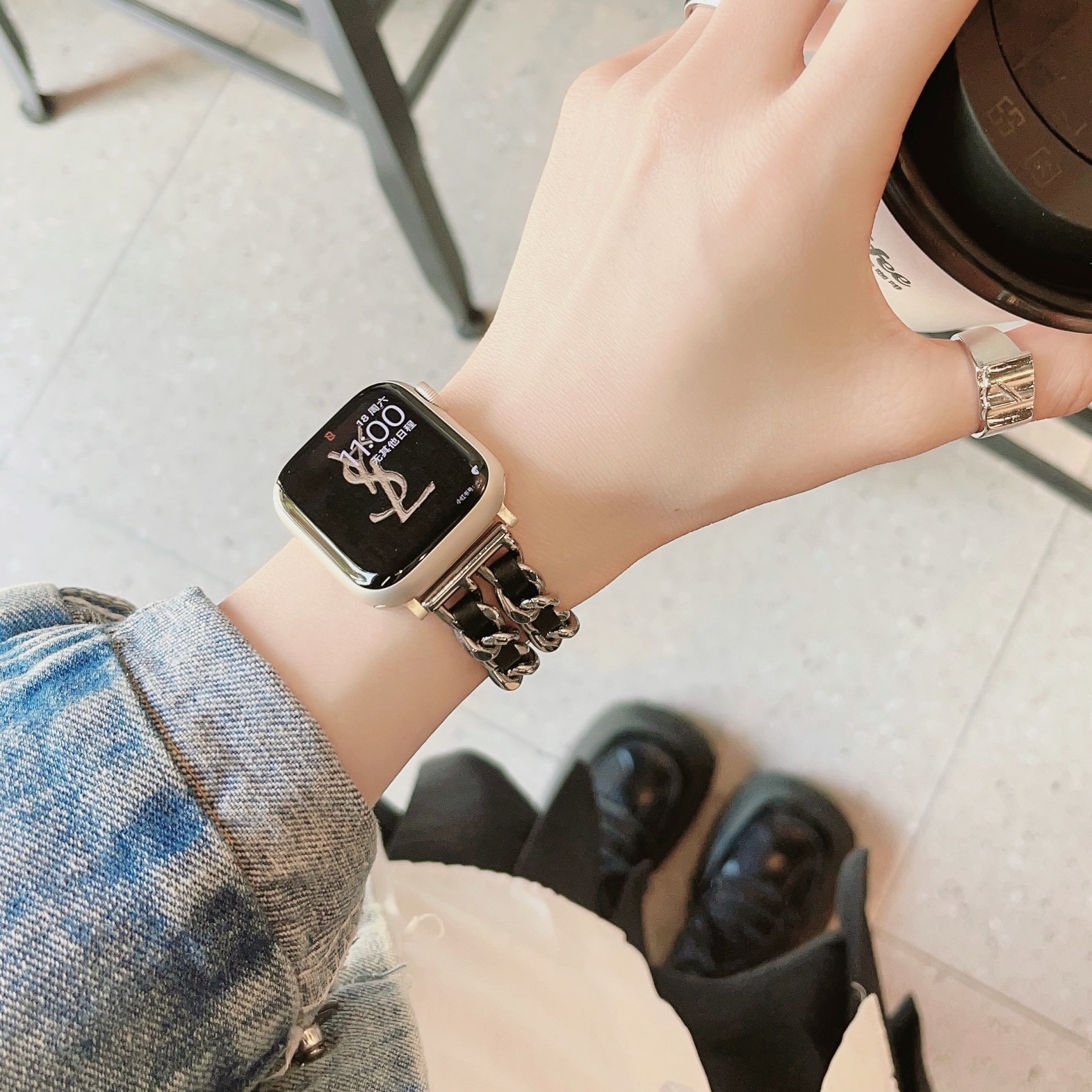 适用iwatchs8苹果s7手表表带s9新款s6小香风applewatch45代SE高级感iwatchultra金属iPhonewatch女款watchs潮 - 图1