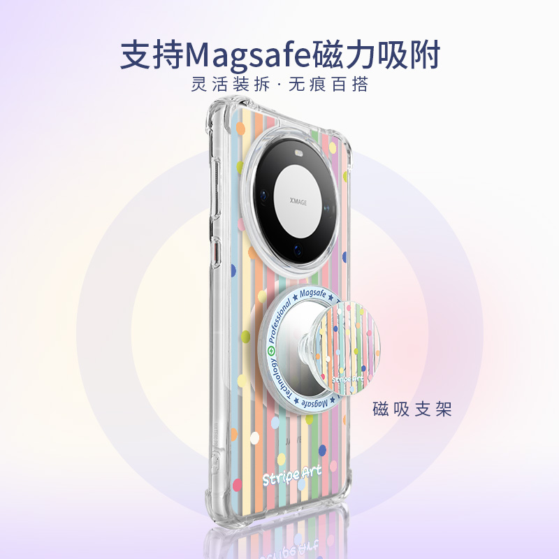 华为mate60pro手机壳适用华为mate60pro+手机壳忆丝涵磁吸支架波波mate50pro情侣高级感保护套不会撞壳mate40 - 图0