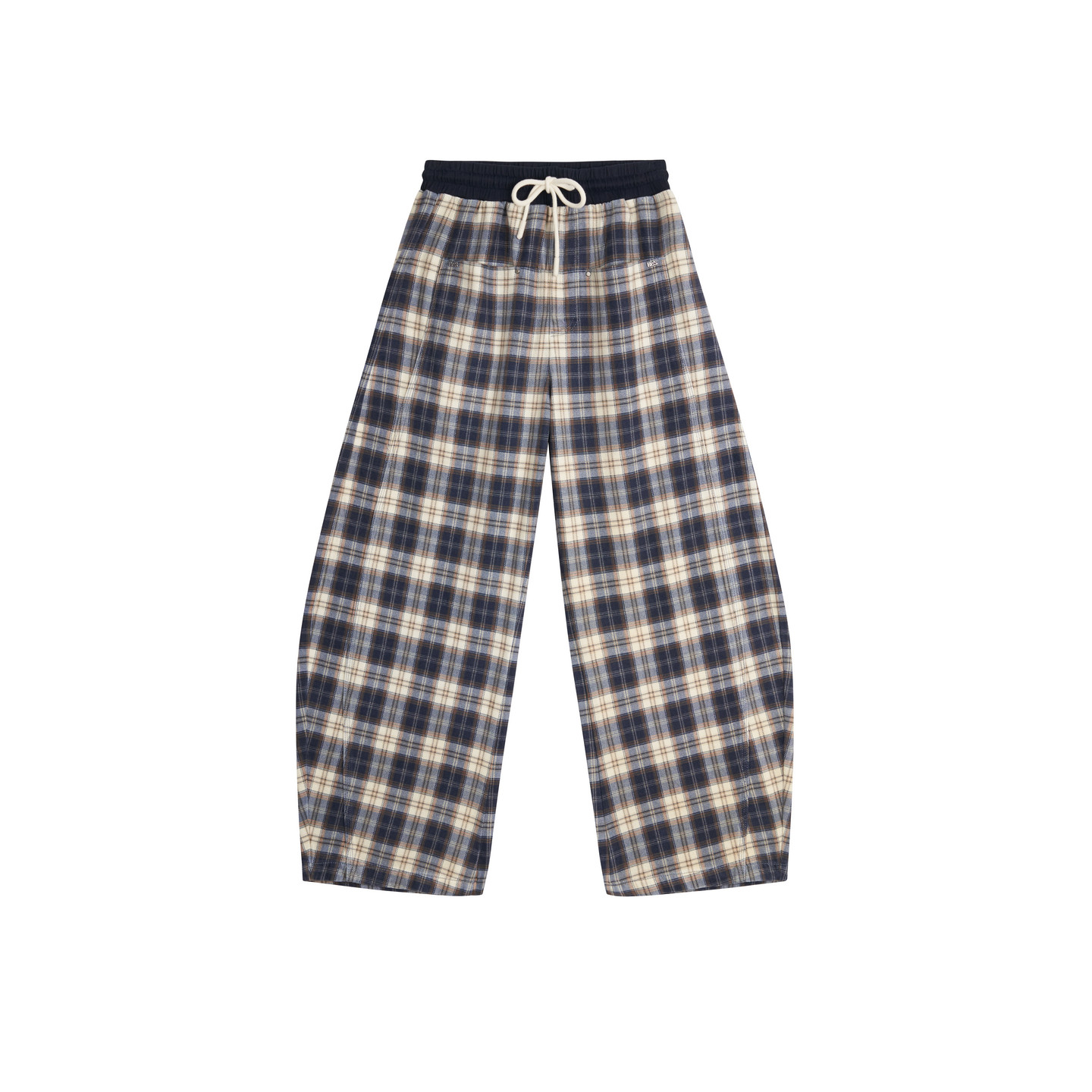 【baby同款】REVAN芮范2025冬季新品季抽绳格纹阔腿裤RL91302080 - 图3