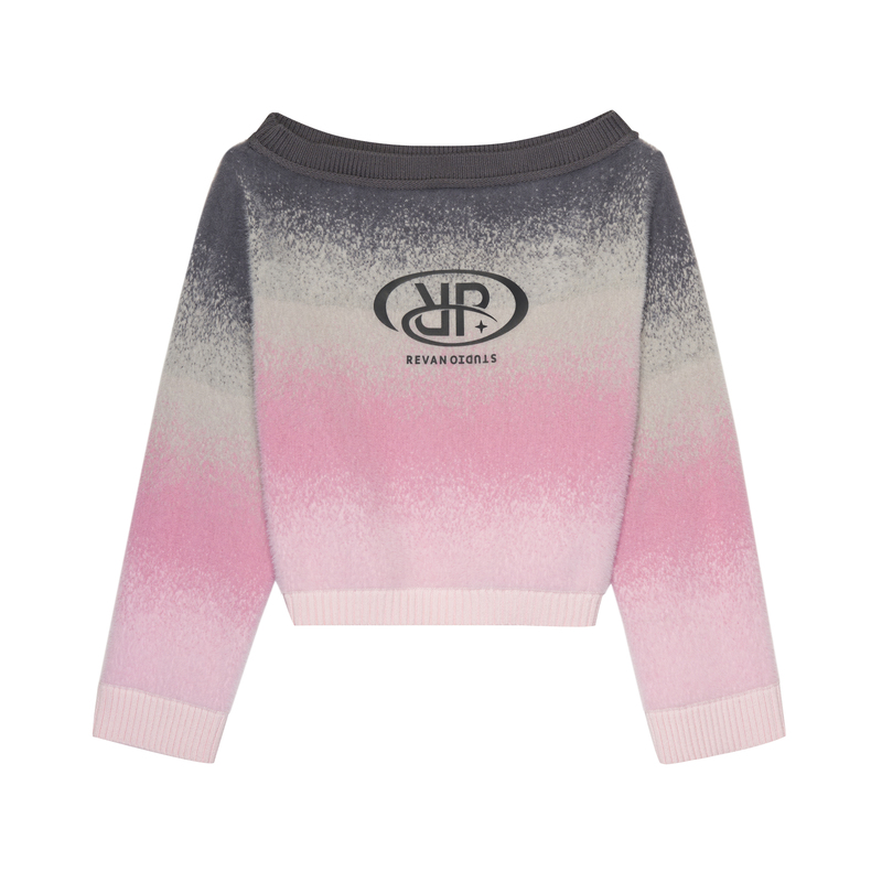 REVAN芮范设计师款甜酷风渐变色挂脖毛衣RN70601134 - 图3