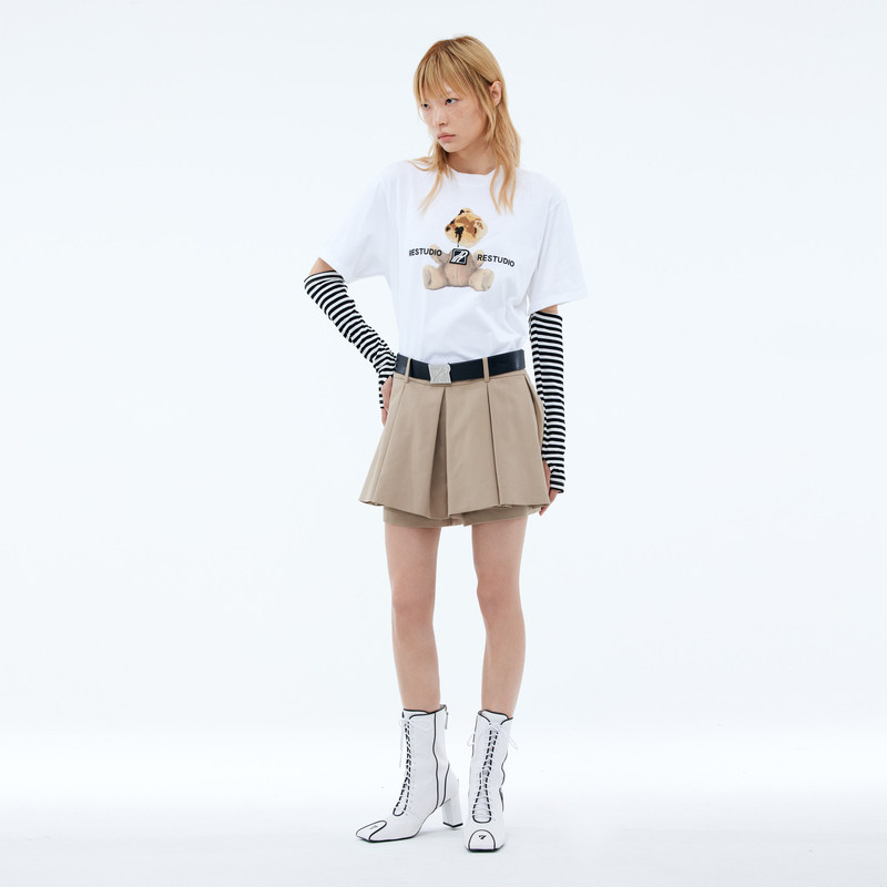 revan芮范2022秋季新品学院皮带裤 REVAN半身裙